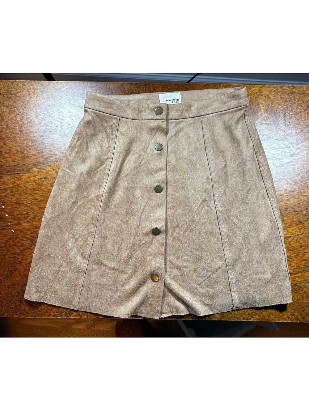 Aritzia Wilfred Free Faux Suede Button Front Mini Skirt Size 2 Tan Brown (183)